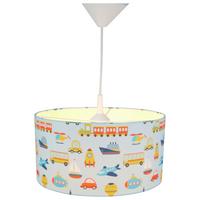 Kinderhängeleuchte Fahrzeuge H: 79 Cm 1-Flammig - Weiß/Hellblau, Trend, Textil/Metall (35/79cm) - Niermann