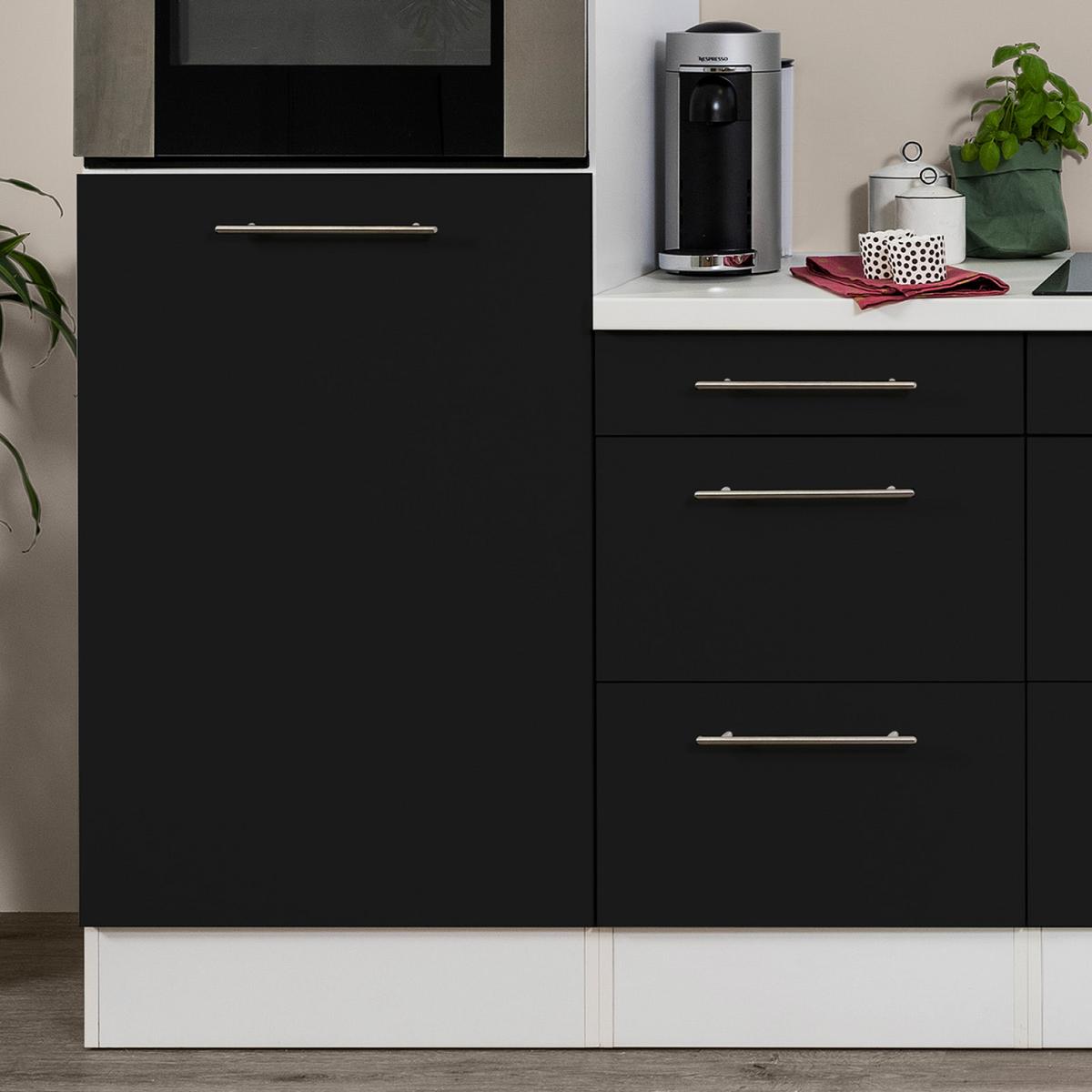 Küchenzeile mit Geräten 270 cm Schwarz Hochglanz/Weiß - Schwarz/Weiß, KONVENTIONELL, Holzwerkstoff (270cm) - Respekta