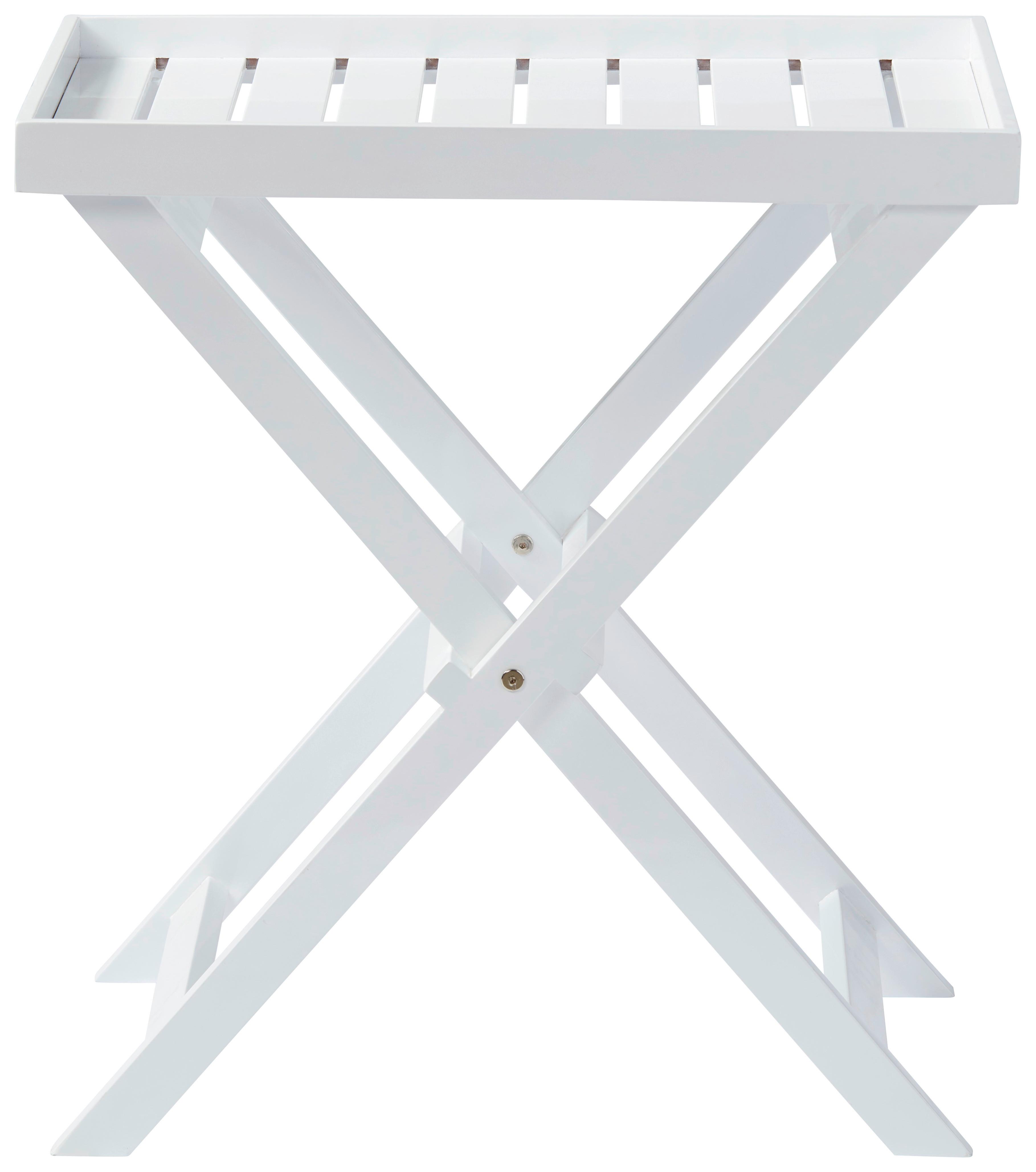 Gartentisch Klappbar Tray Table Mahagoniholz L 60cm - Weiß Hochglanz, KONVENTIONELL, Holz (60/40/65cm) - MID.YOU