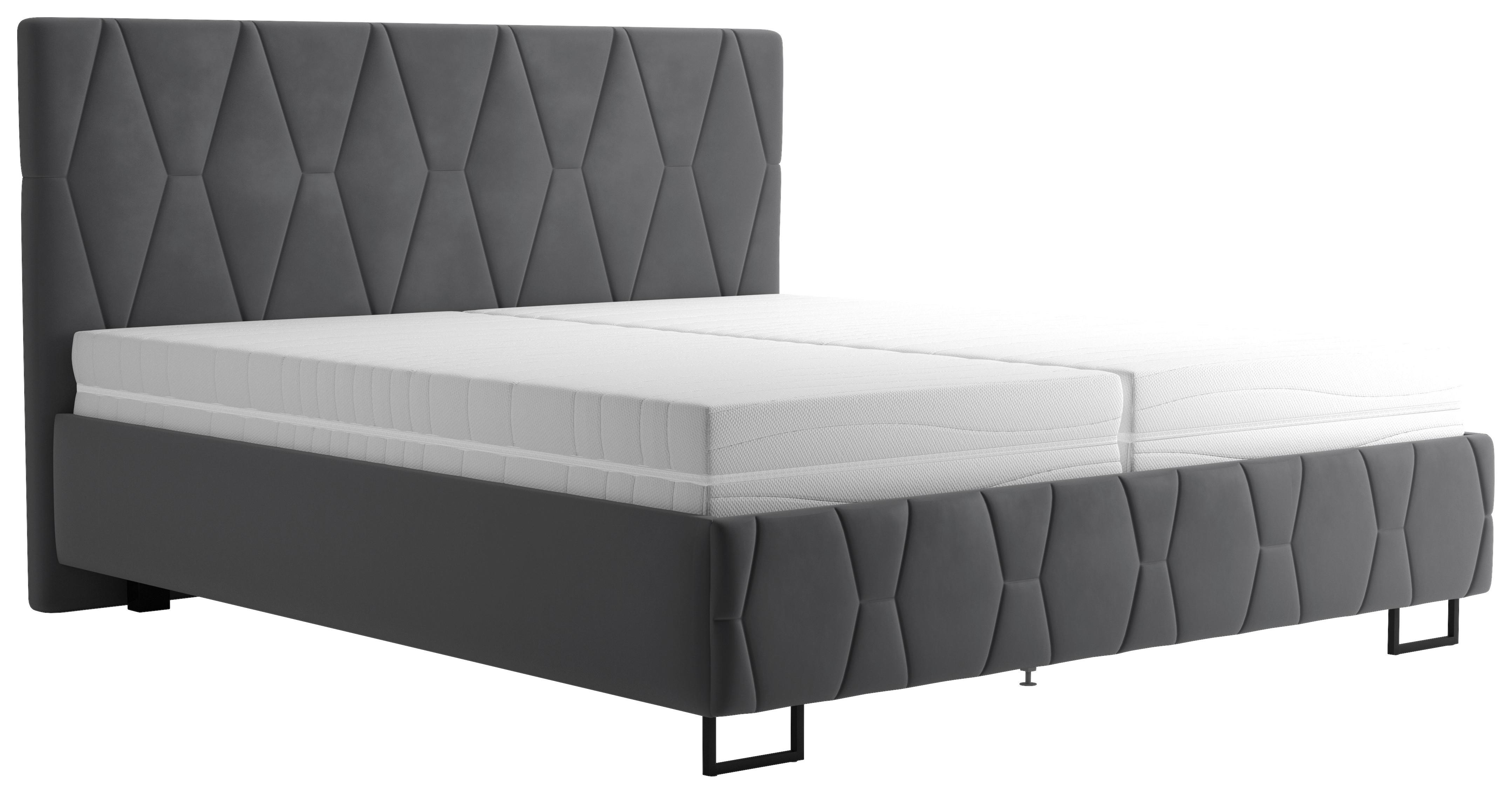 Čalúnená posteľ ATESSA 180x200 cm, antracitová - přírodní barvy/antracitová, Moderní, dřevo/textil (180/200cm)