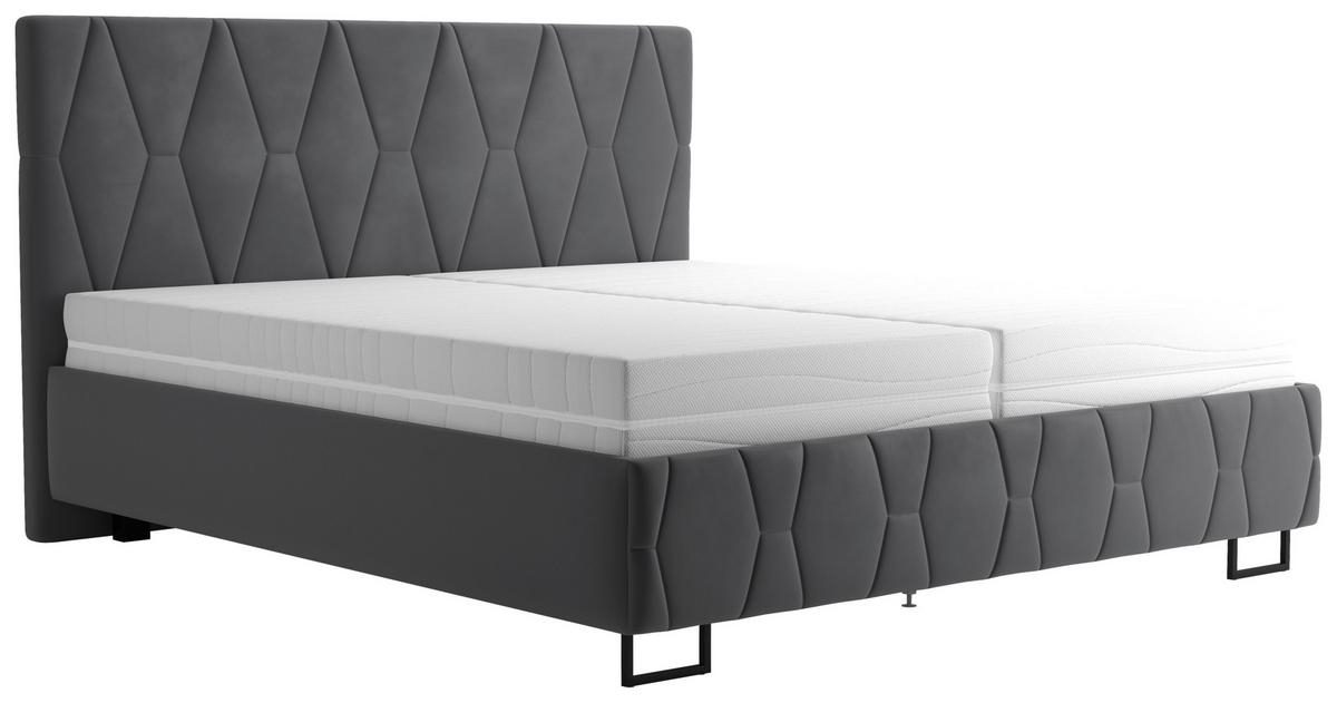 Čalouněná postel ATESSA 160x200 cm, antracitová - antracitová, Moderní, dřevo/textil (160/200cm)