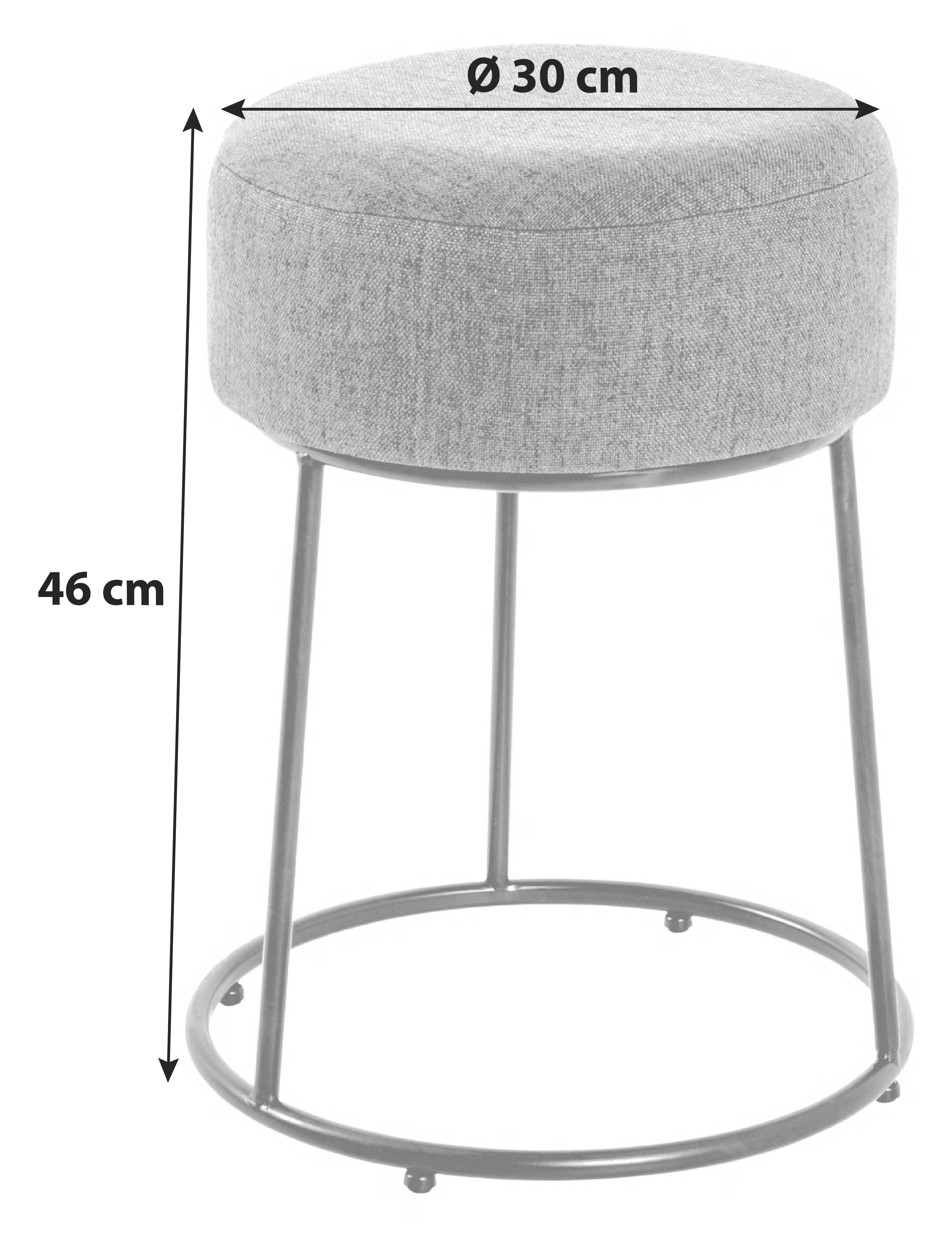 Hocker Stool Grau/Goldfarben Sitz Gepolstert H: 46 cm Rund - Goldfarben/Grau, Basics, Holzwerkstoff/Textil (30/46cm)