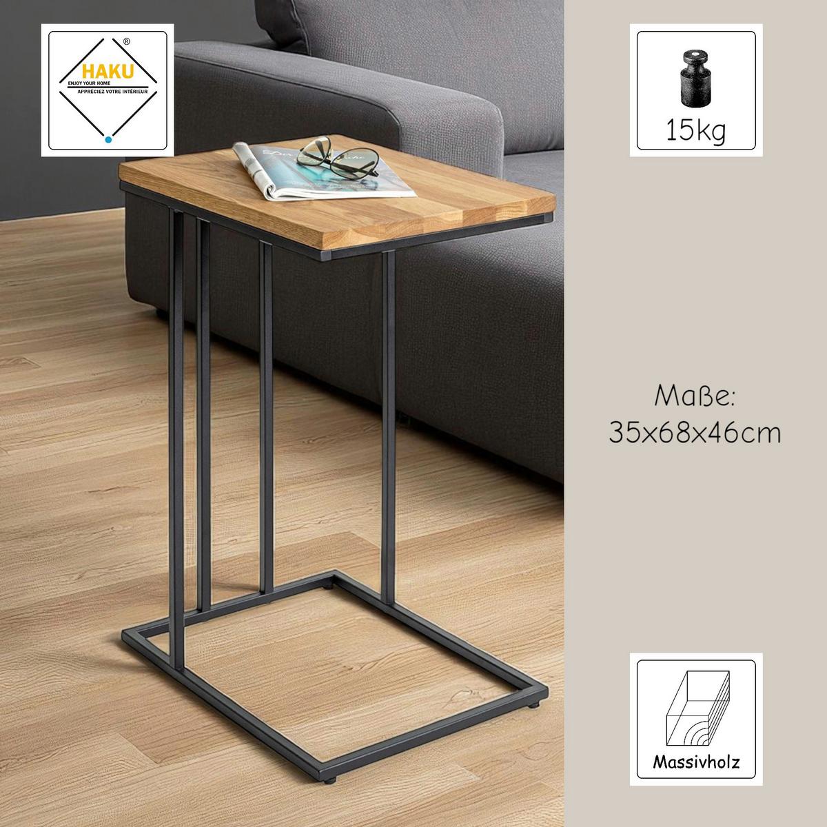 Beistelltisch Rubi 2 Eiche, B: 35 Cm - Eichefarben/Schwarz, Trend, Holz/Metall (35/68/46cm)