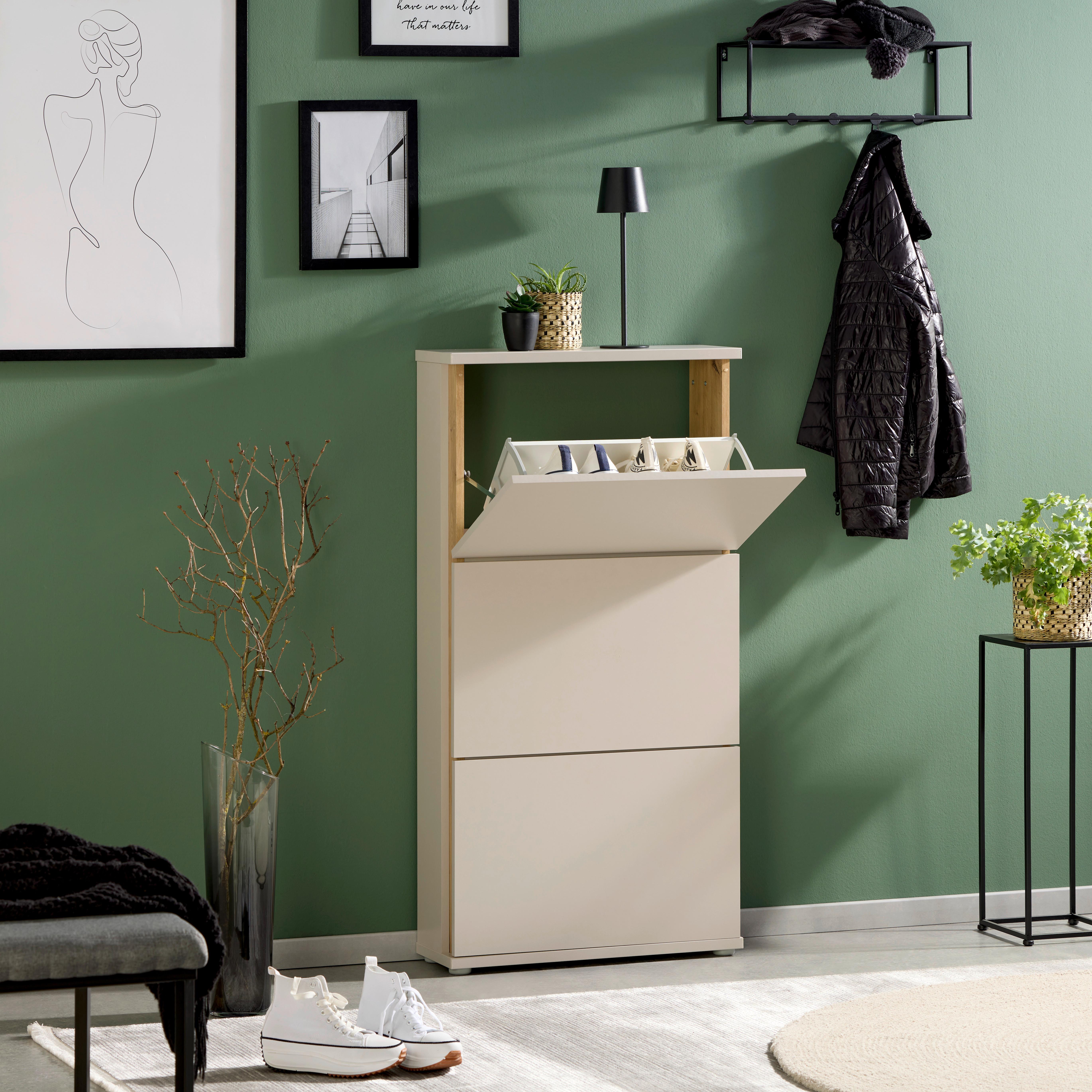 Schuhschrank Antonio Kaschmir H: 120 Cm - Kaschmir/Eiche Artisan, Trend, Holzwerkstoff (61,4/120/20,9cm)