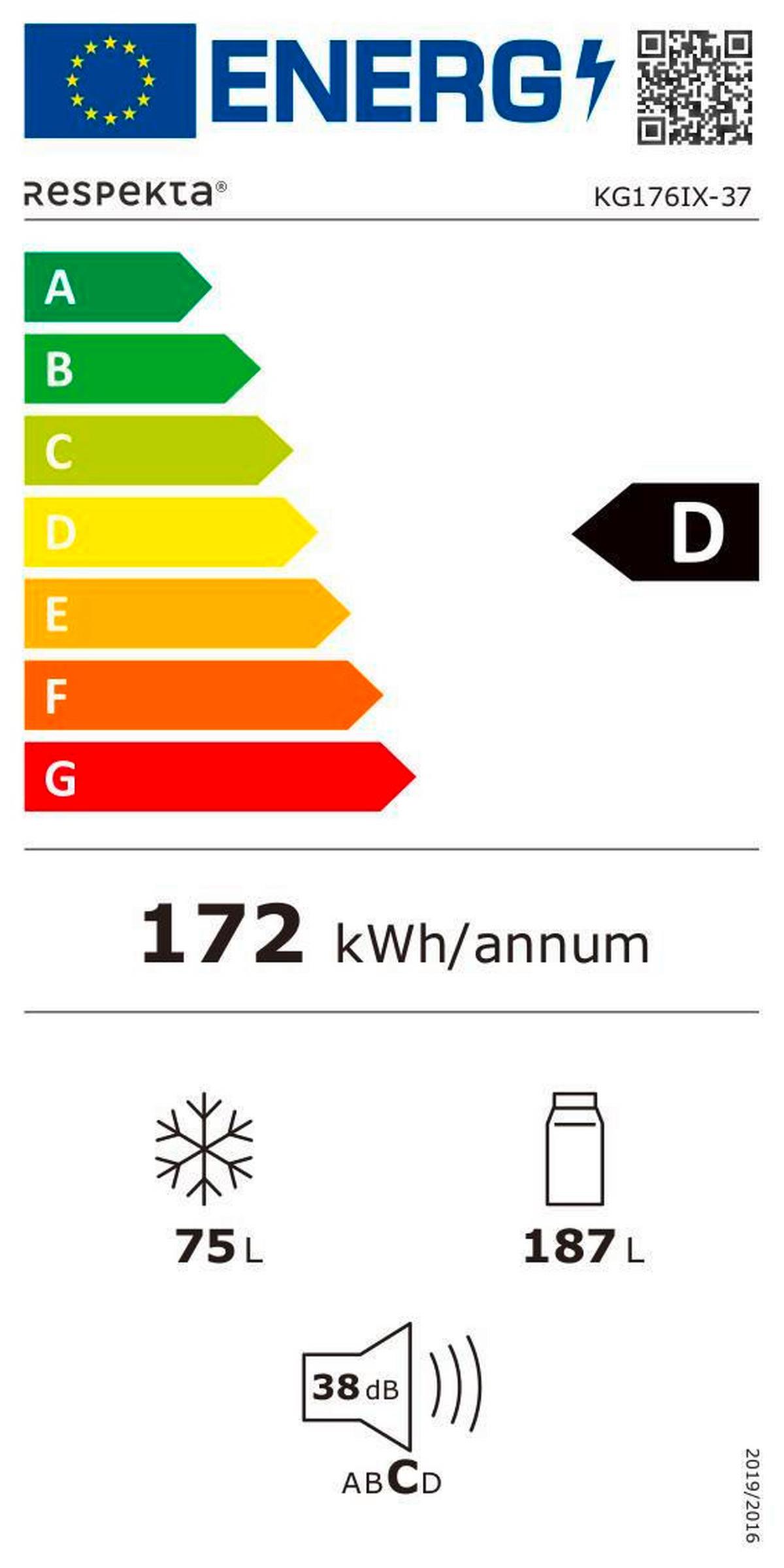 Kühl-gefrier-kombination Gotland Edelstahlfarben 187 L - Edelstahlfarben, Basics, Glas/Kunststoff (54/176/55cm) - Respekta