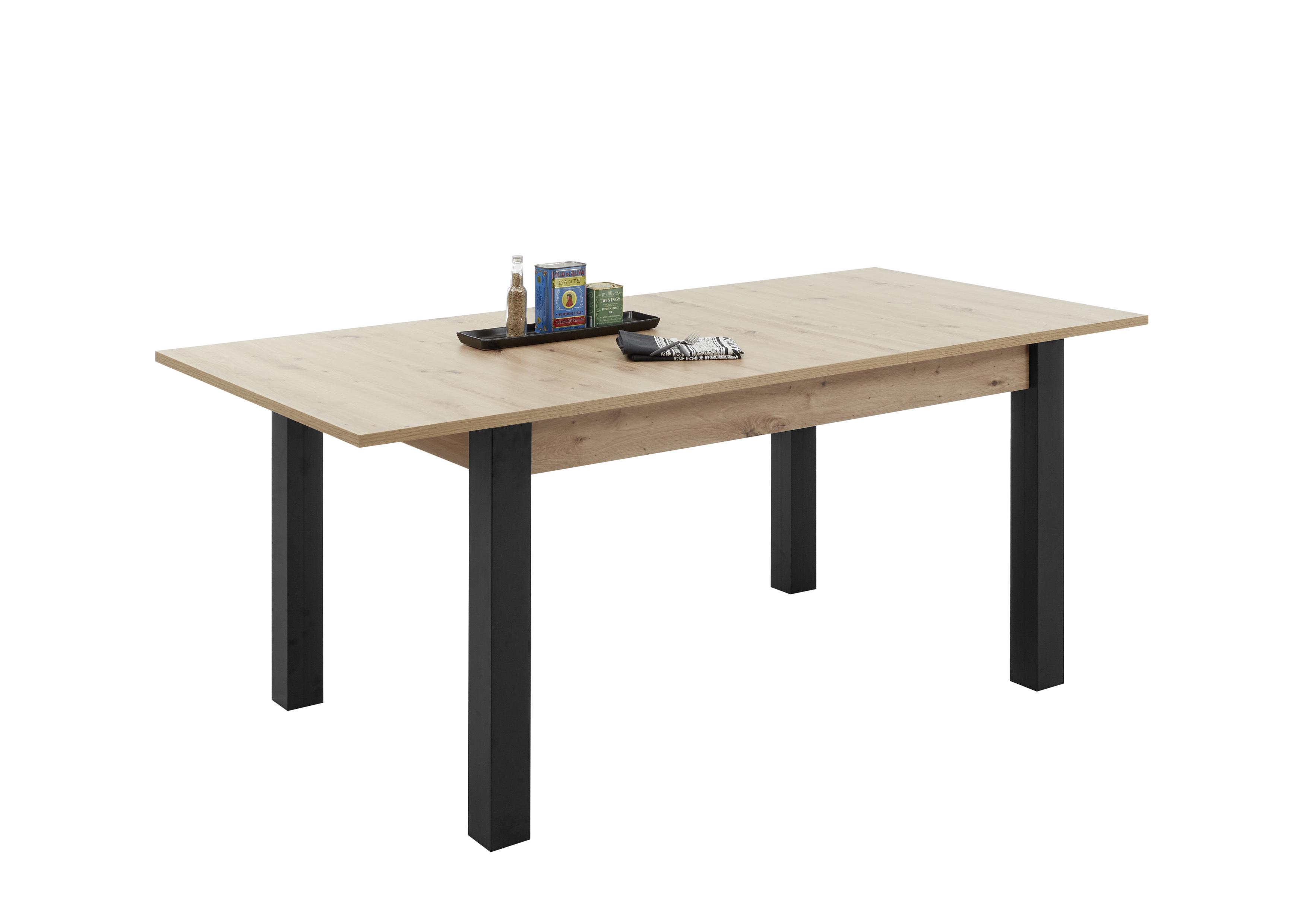 Esstisch Ausziehbar Lucas 140x90 Cm Eiche Dekor/schwarz - Eichefarben/Schwarz, Basics, Holzwerkstoff (140-210/76/90cm)
