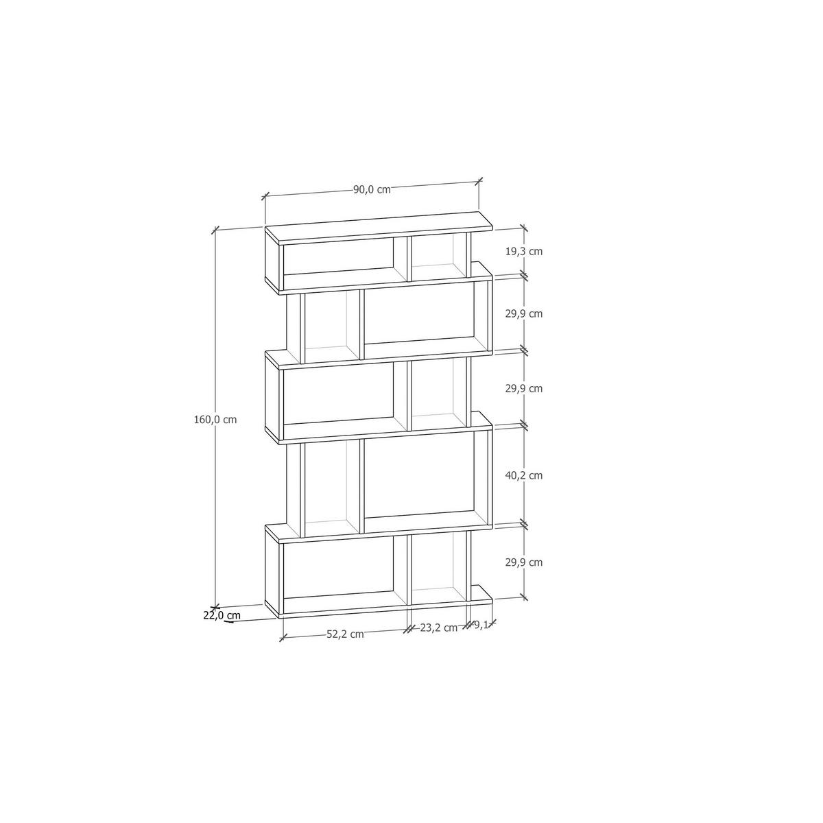 Regal Eros Wide Standregal - Eichefarben, Design, Holzwerkstoff (90/160/22cm) - Livetastic