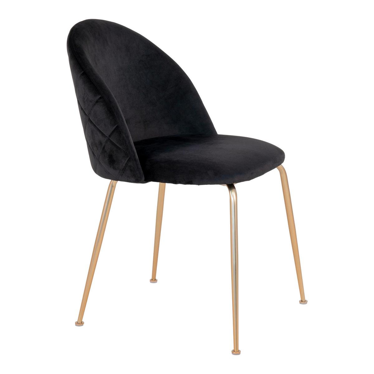 Stuhl-Set Geneve Schwarz B: 51 cm - Messingfarben/Schwarz, MODERN, Textil/Metall (51/78/56cm) - MID.YOU
