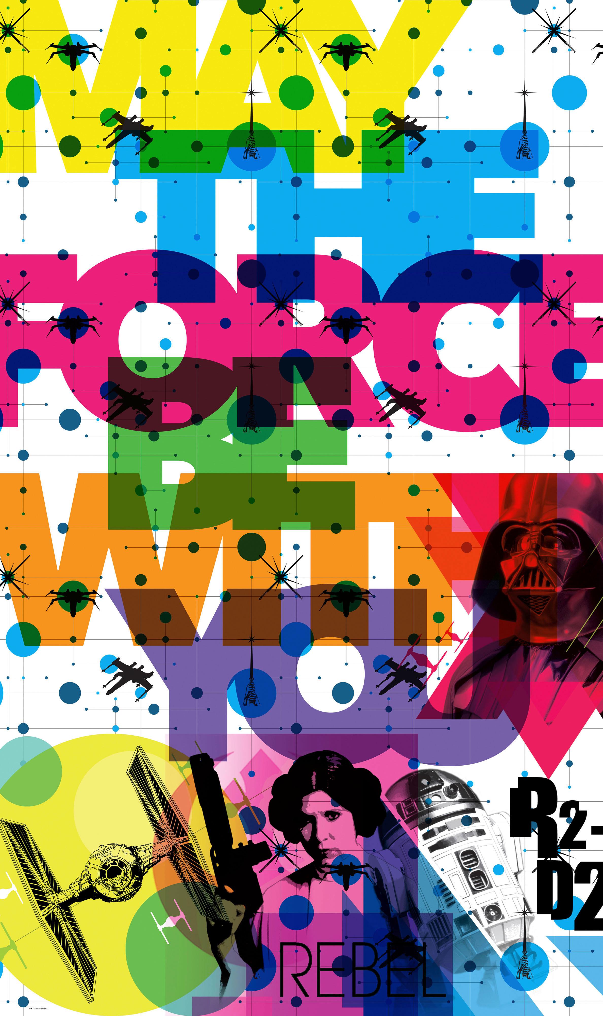 Vliestapete Star Wars Neon Geometrics Leia - Multicolor, Basics (120/200cm) - Komar