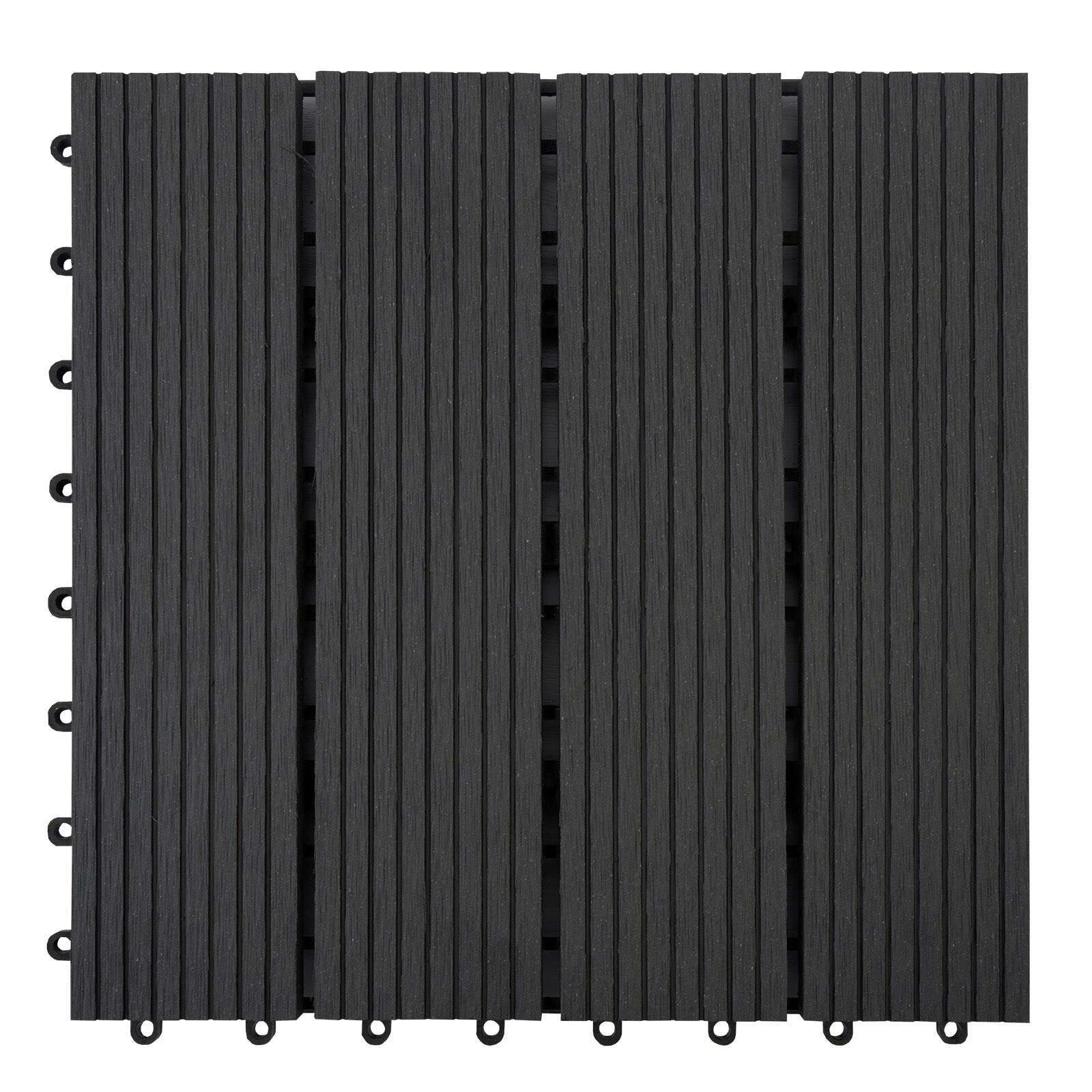 Terrassenfliese Wpc Royal Anthrazit - Anthrazit, Design, Holzwerkstoff (30/30cm) - Ambia Garden