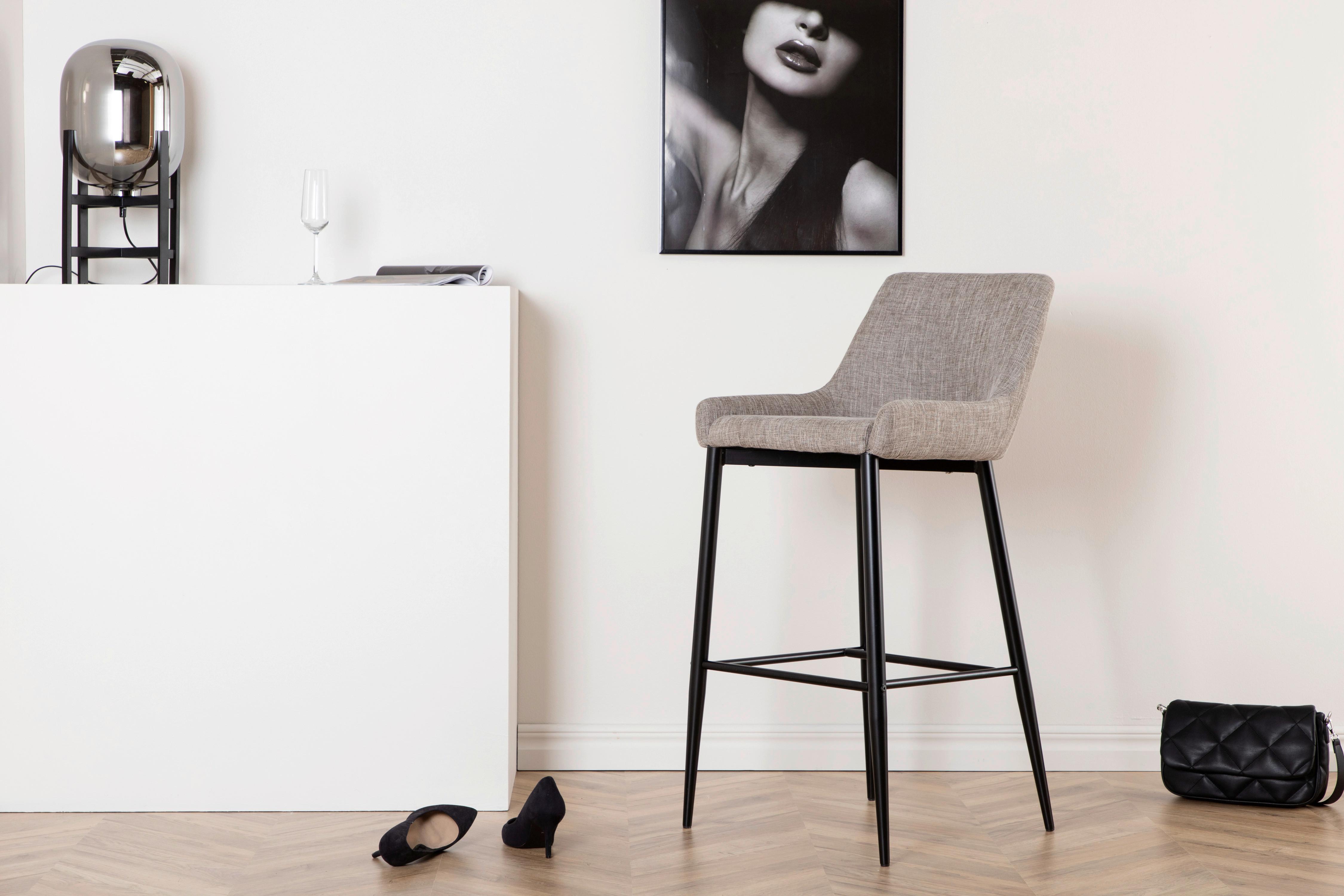 Barhocker-set Plaza Schwarz/beige B: 48 Cm - Beige/Schwarz, Design, Textil/Metall (48/105/57cm) - Livetastic