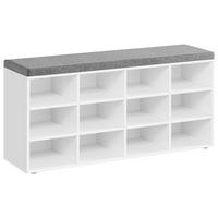 LAVICE S BOTNÍKEM BÍLÁ, 12 REGÁLU - šedá/bílá, Trend, kompozitní dřevo (104/48/30,5cm) - MID.YOU