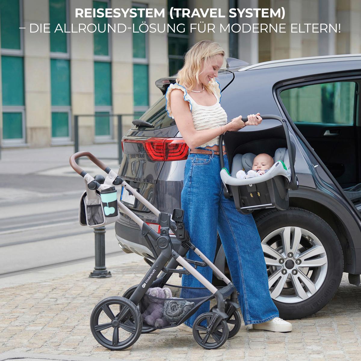 Kinderwagenset Moov 2 Schwarz, L/B/H: 60x86,5x106cm - Schwarz, Basics, Textil/Metall (60/86,5/106cm) - Kinderkraft