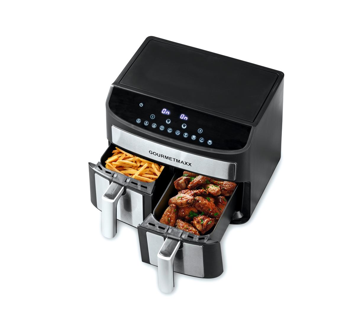 Heißluftfritteuse Zweikammernmodell - Silberfarben/Schwarz, LIFESTYLE, Kunststoff/Metall (39/36/31cm)