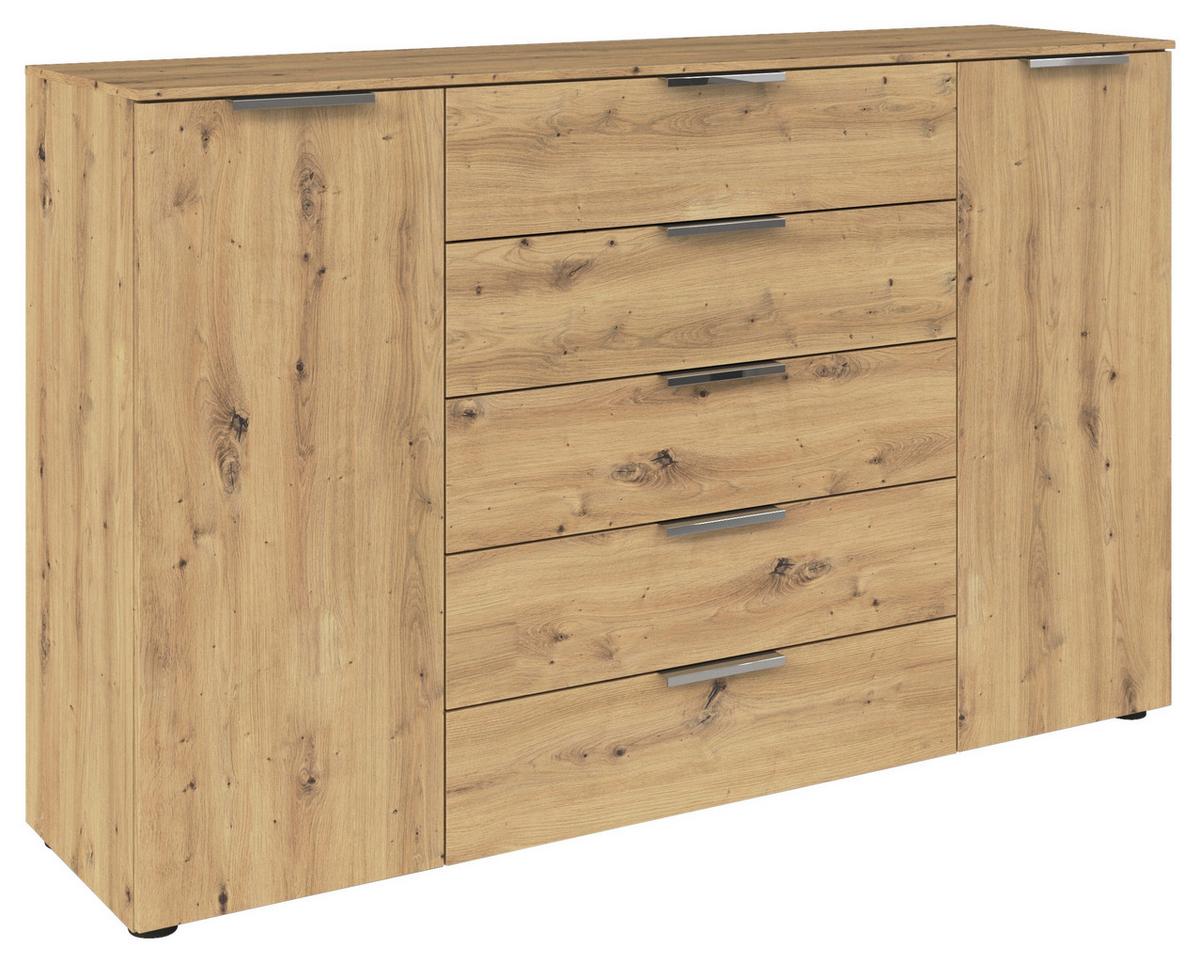 Kommode Flipp Eiche Artisan B: 160 Cm - Chromfarben/Schwarz, MODERN, Holzwerkstoff (160/100/42cm) - Rauch Möbel