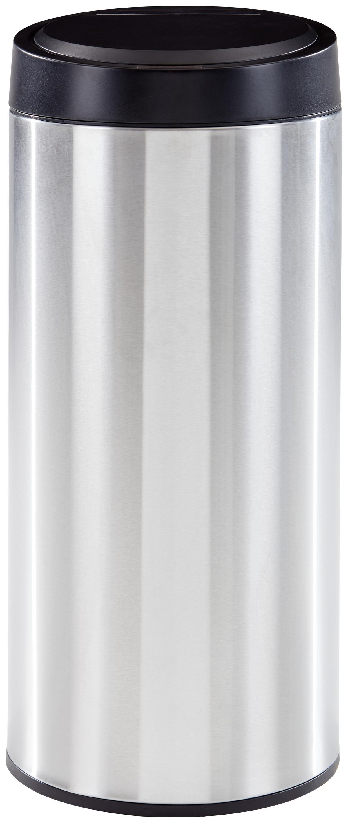 Mülleimer Carlee Mit Sensor 30 L Metall Silber - Silberfarben/Schwarz, Basics, Kunststoff/Metall (29,5/68cm) - Homezone