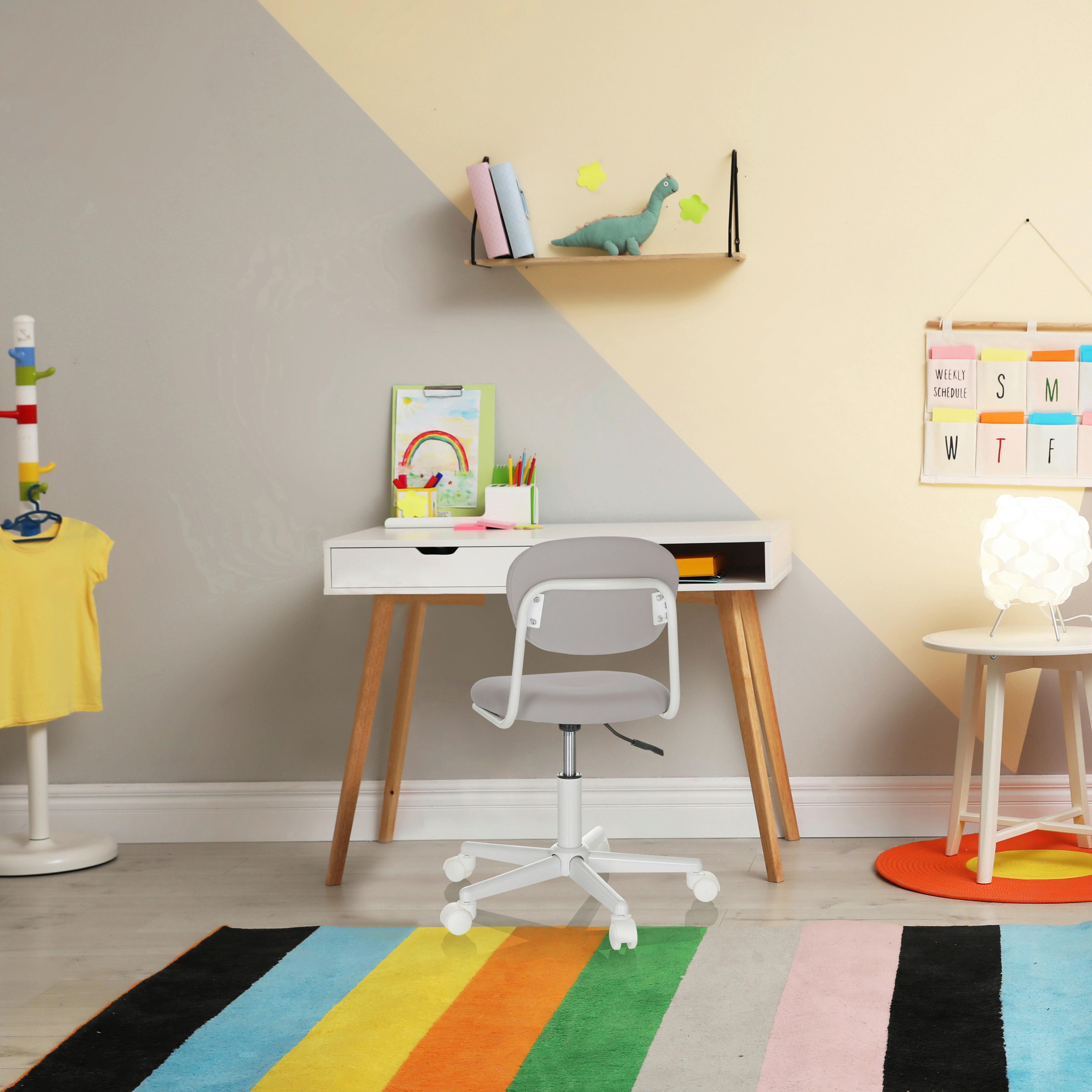 Jugenddrehstuhl Kiddy Base I - Weiß/Grau, Basics, Kunststoff/Textil (60/72-83/60cm) - MID.YOU