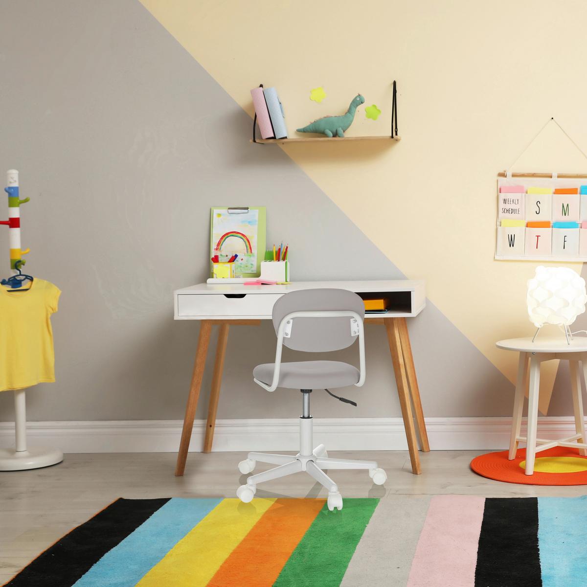 Jugenddrehstuhl Kiddy Base I - Weiß/Grau, Basics, Kunststoff/Textil (60/72-83/60cm) - MID.YOU