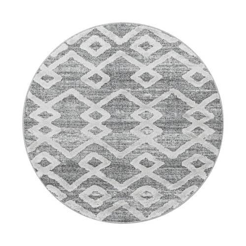 Webteppich Grau Pisa Rund Ø 160 cm - Grau, KONVENTIONELL, Textil (160cm)