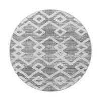 Webteppich Grau Pisa Rund Ø 160 cm - Grau, KONVENTIONELL, Textil (160cm)