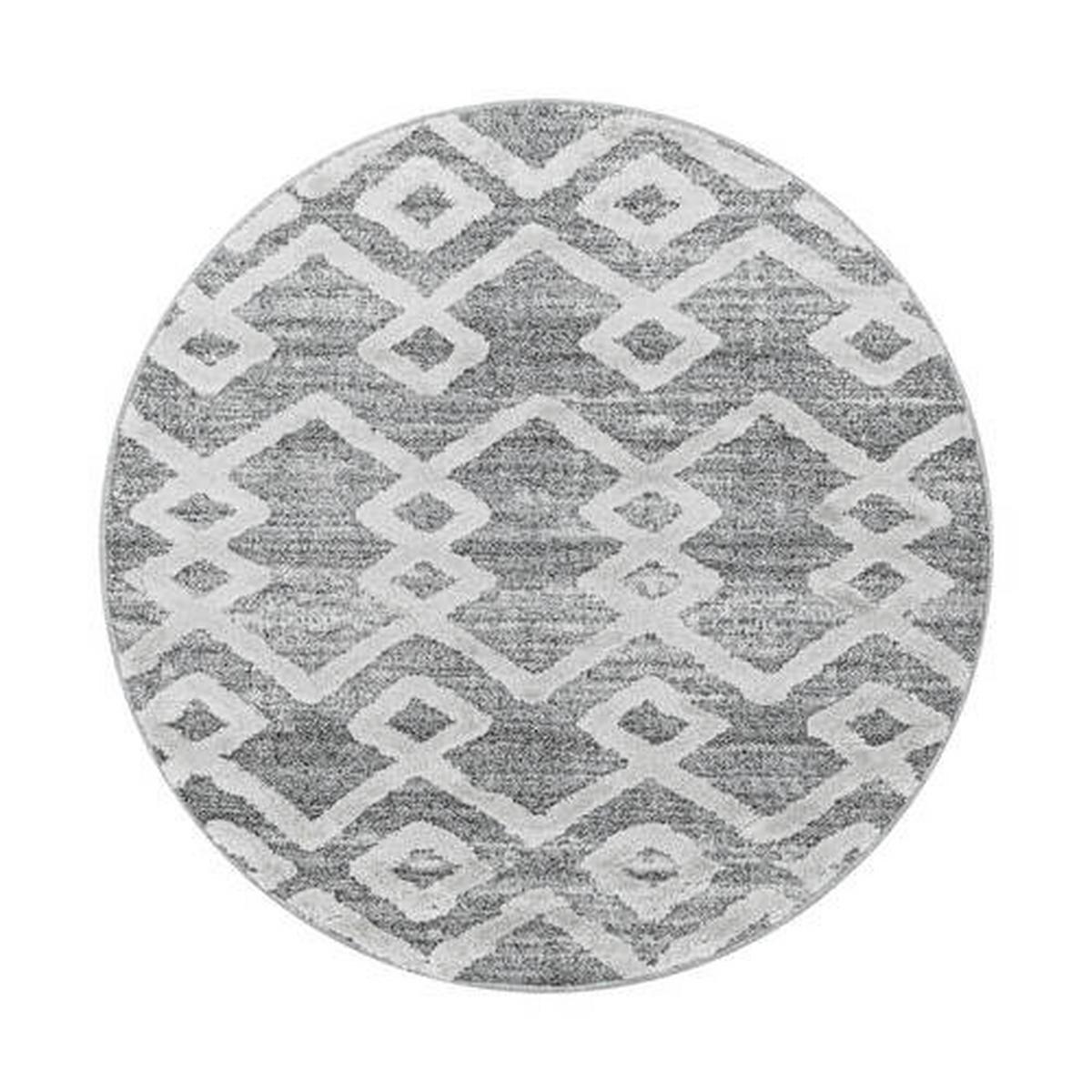 Webteppich Grau Pisa Rund Ø 160 cm - Grau, KONVENTIONELL, Textil (160cm)