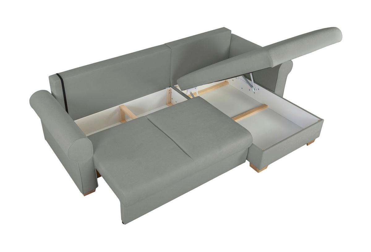 Ecksofa Arles Dunkelgrau 89 S: 266x161 Cm - Dunkelgrau/Buchefarben, Design, Textil (266/161cm) - MID.YOU