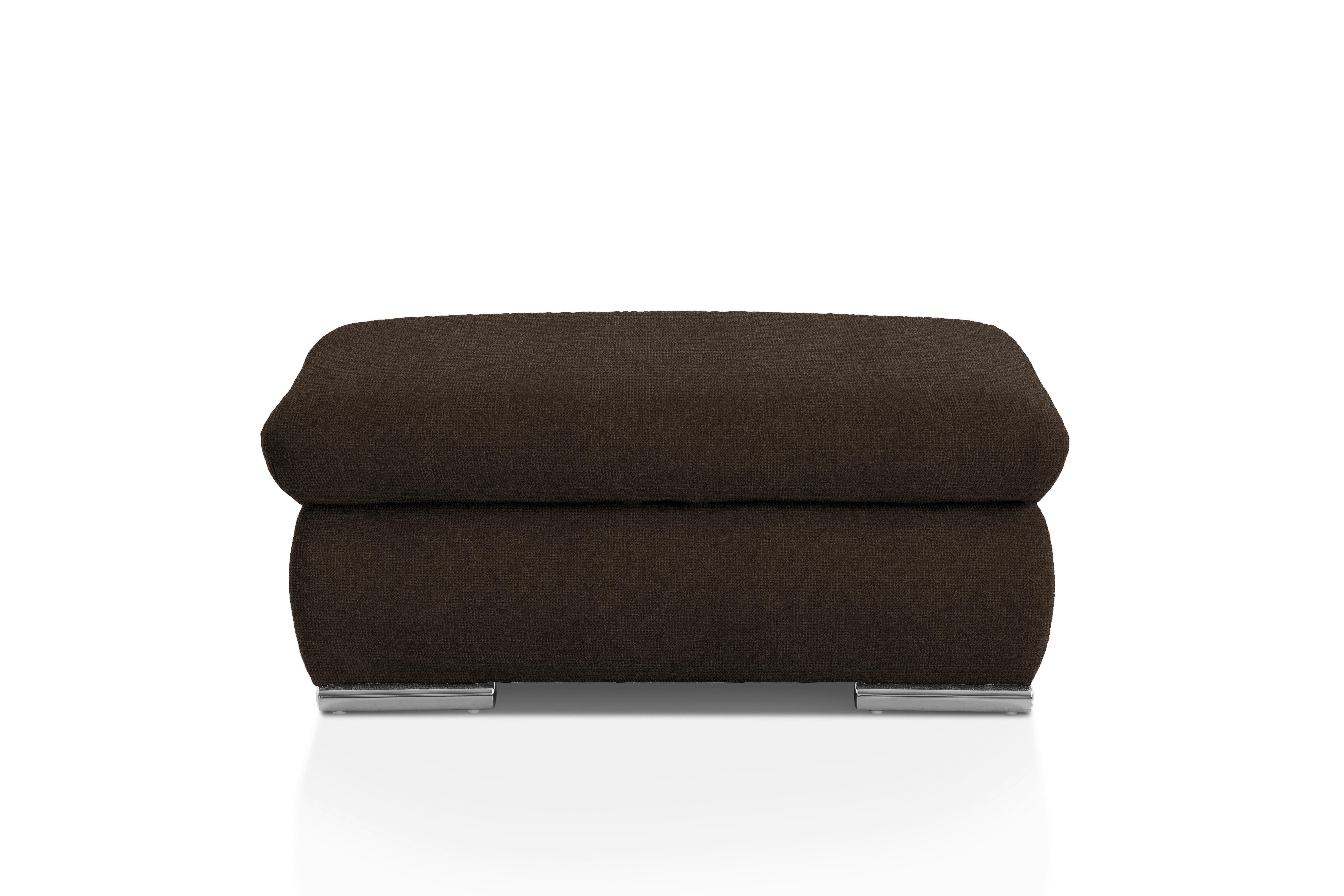 Polsterhocker Isona Braun Chenille - Chromfarben/Braun, Design, Textil (101/45/74cm) - Livetastic