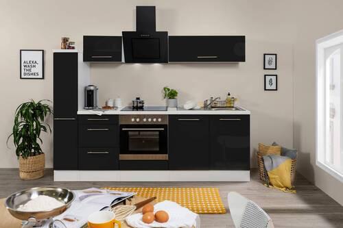 Küchenzeile Rp240wsc mit Geräte 240 cm Schwarz/Weiß - Schwarz/Weiß, KONVENTIONELL, Holzwerkstoff (240cm) - Respekta
