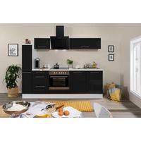 Küchenzeile Rp240wsc mit Geräte 240 cm Schwarz/Weiß - Schwarz/Weiß, KONVENTIONELL, Holzwerkstoff (240cm) - Respekta