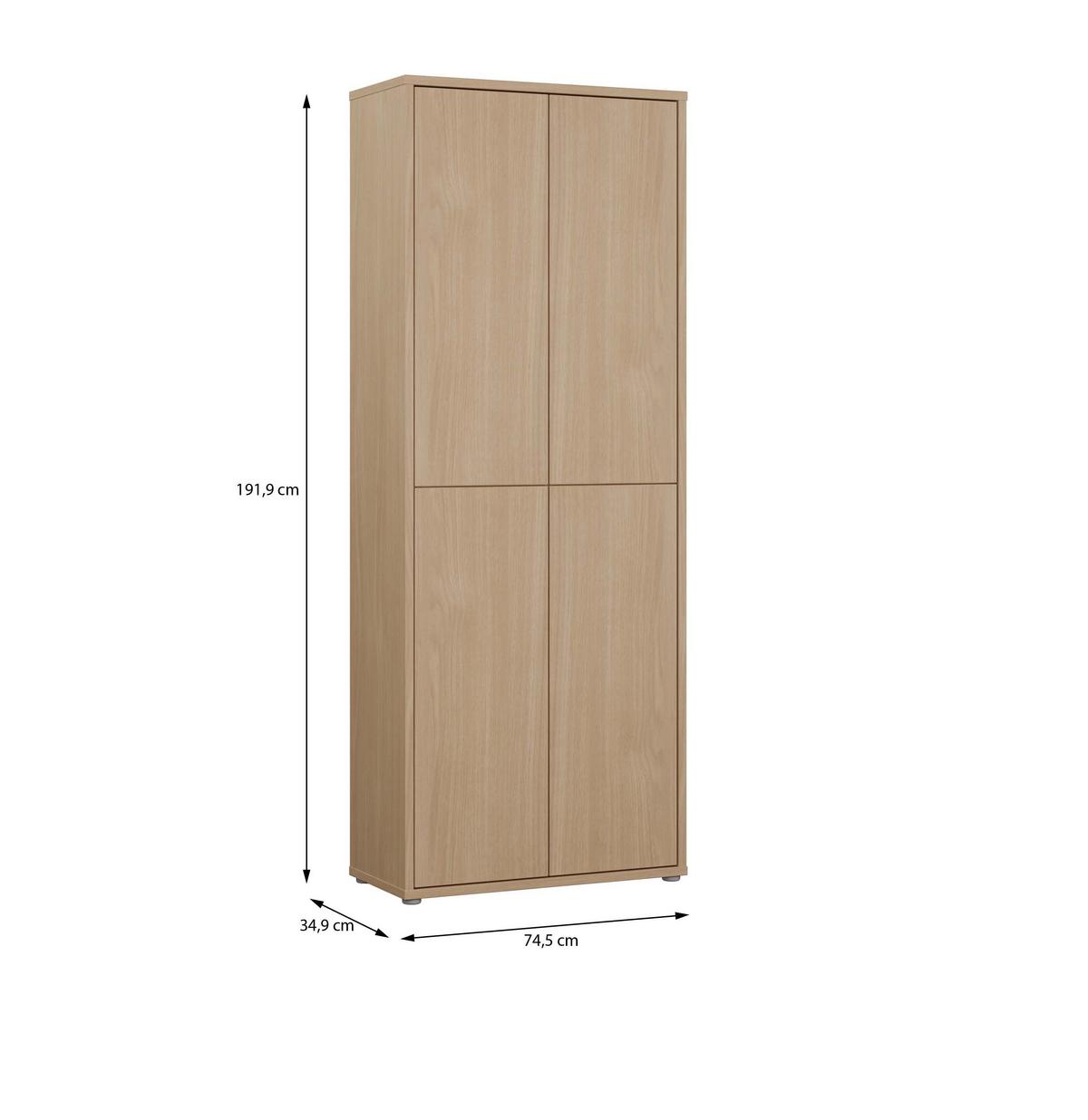 Botník dekor dub ELEGANCIA - šedá, Moderní, kompozitní dřevo/plast (74,5/191.9/34,9cm)