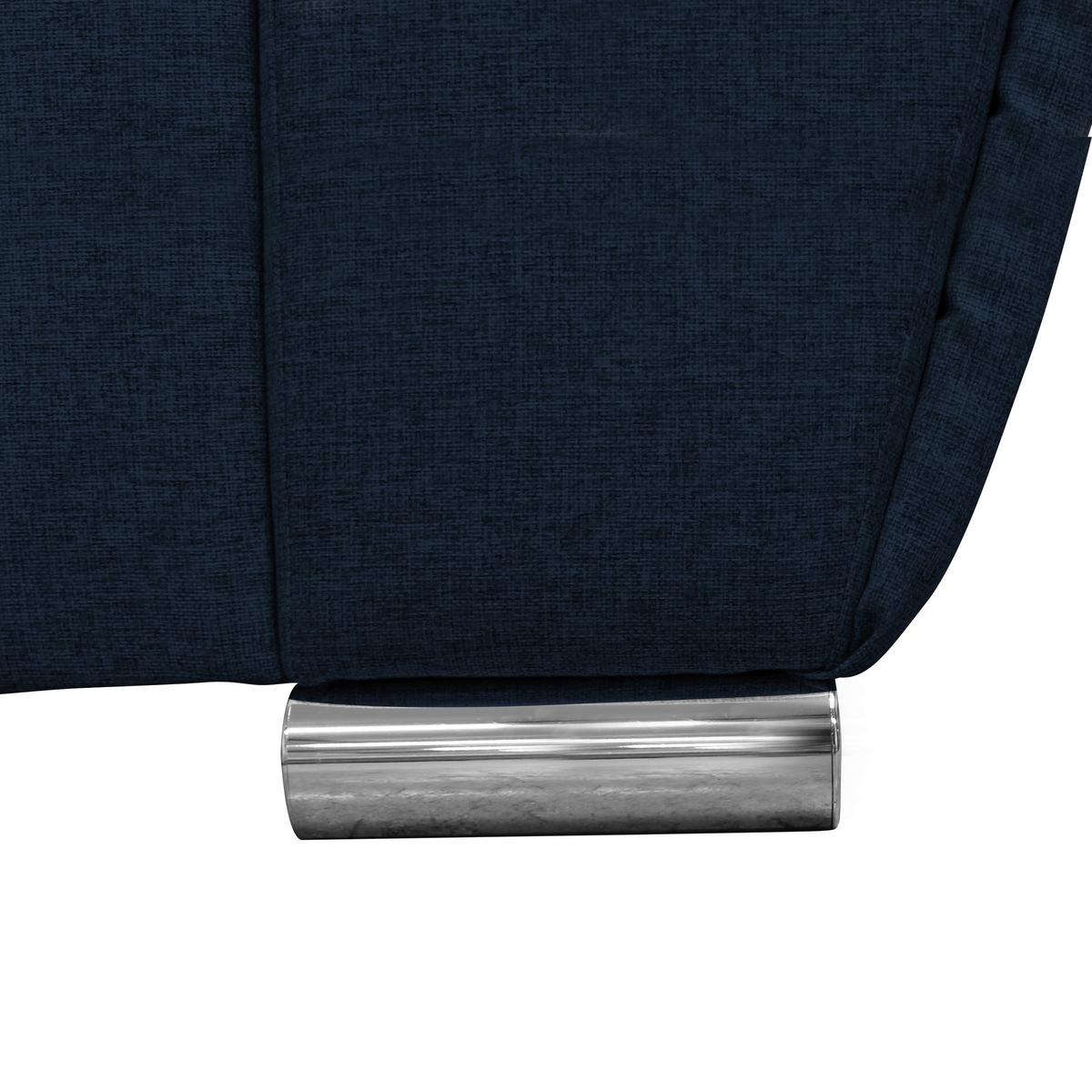 Ecksofa Delux Dunkelblau Mit Schlaffunktion Ottomane Rechts - Silberfarben/Dunkelblau, Design, Textil (266/266cm) - Livetastic