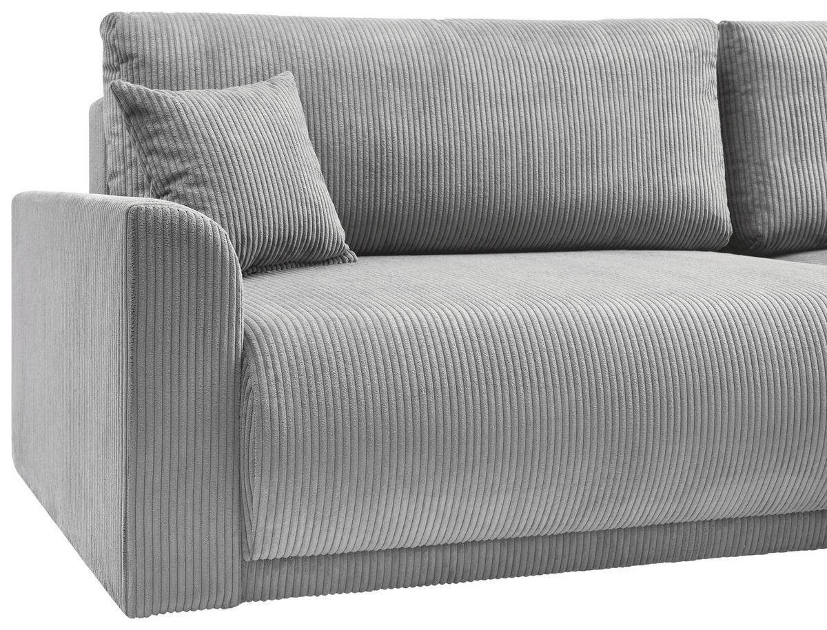 Rohová sedačka KIM L146, oboustranná, šedý manšestr - šedá, Moderní, dřevo (233/146cm)