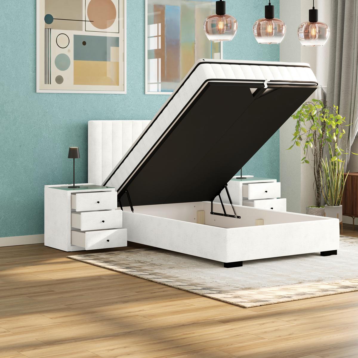 Boxbett Maya 120 - Creme/Schwarz, MODERN, Holz/Holzwerkstoff (120/200cm)