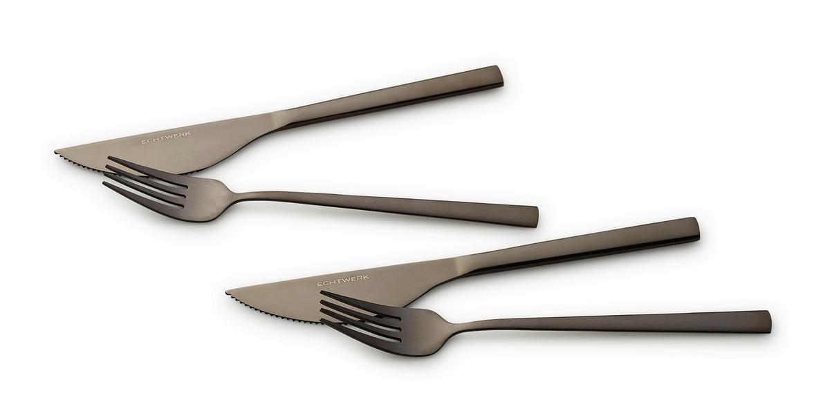 Pizzabesteck 4-Teilig für 2 Personen - Schwarz, Basics, Metall (23cm) - Echtwerk