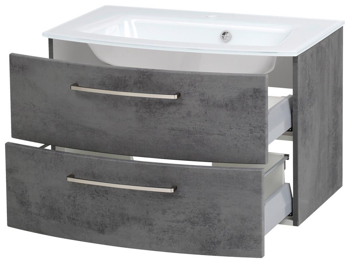 Bademöbel-Set Stockholm B: 110 cm Weiß/Grau - Weiß/Grau, KONVENTIONELL, Glas/Holzwerkstoff (110cm) - Held