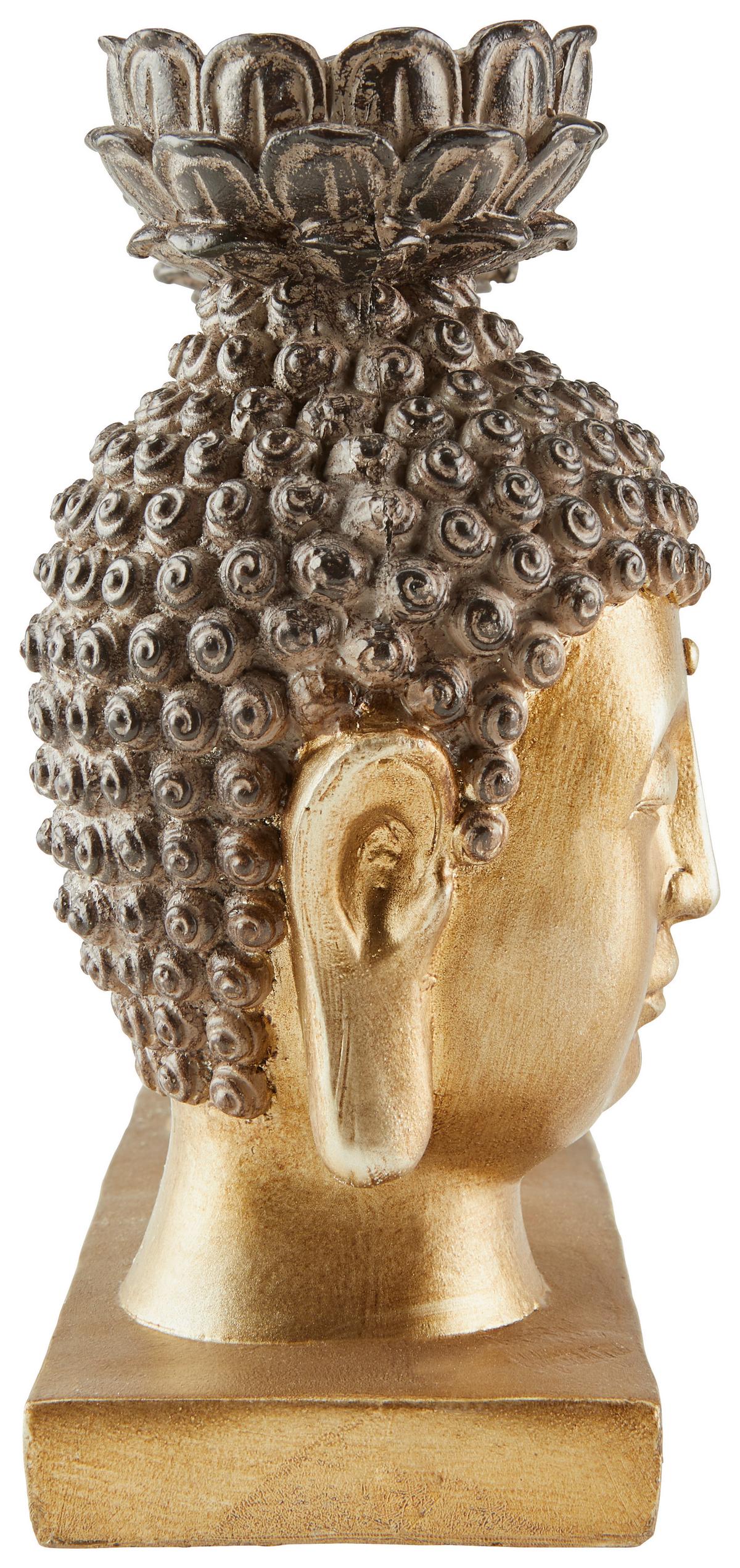 Teelichthalter Kunststoff Braun/Goldfarben 3 Teelichter - Goldfarben/Braun, LIFESTYLE, Kunststoff (27/8,5/17,5cm) - Luca Bessoni