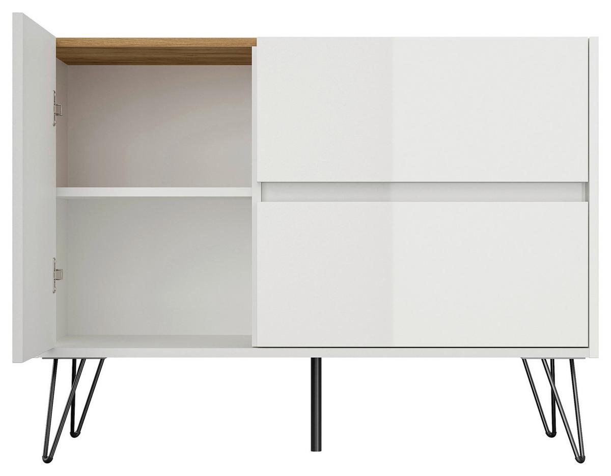 Sideboard Posseik Industrial Weiß/eichefarben B: 99 Cm - Eichefarben/Schwarz, Design, Holzwerkstoff (99/75,8/42cm) - P & B