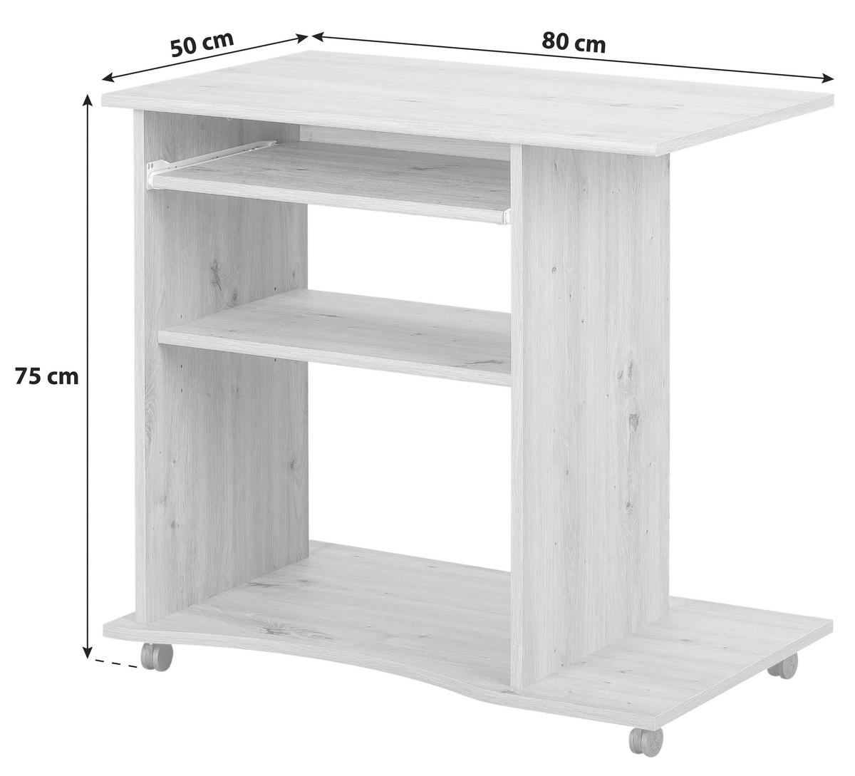 Computertisch mit Auszug B 80cm H 75cm Addu Eiche Dekor - Eichefarben, KONVENTIONELL, Holzwerkstoff/Kunststoff (80/50/75cm) - MID.YOU