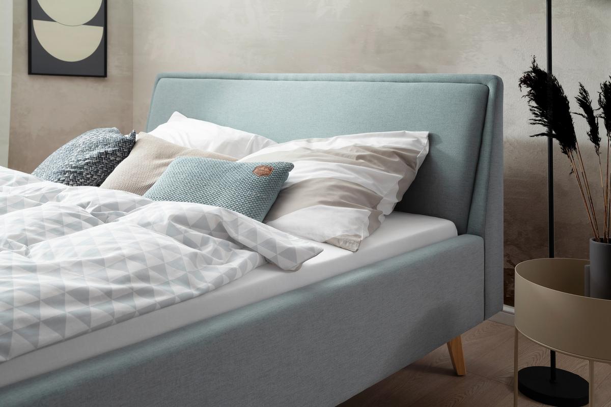 Polsterbett Frieda 160x200cm Hellblau - Eschefarben/Hellblau, KONVENTIONELL, Textil (160/200cm) - Livetastic
