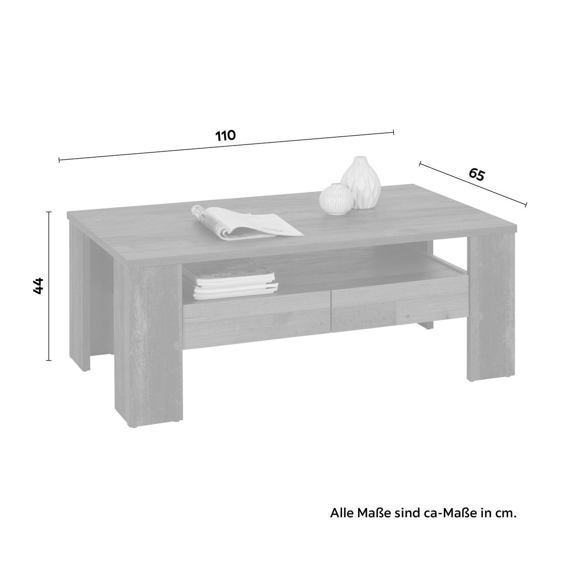 Konferenční stolek Monos, šedá/hnedá, š: 110cm - šedá/hnědá, Konvenční, kompozitní dřevo (110/65/44cm) - Mömax