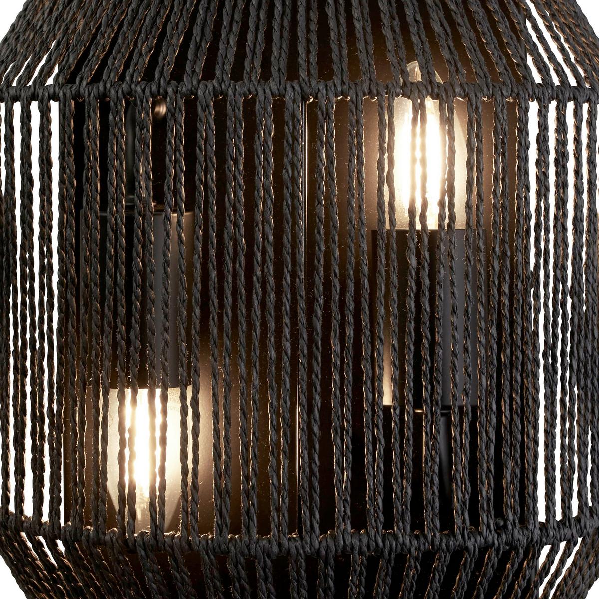 Falilámpa Wicker 11201-2bk - fekete, Design, műanyag/fém (24,5/30,5cm)