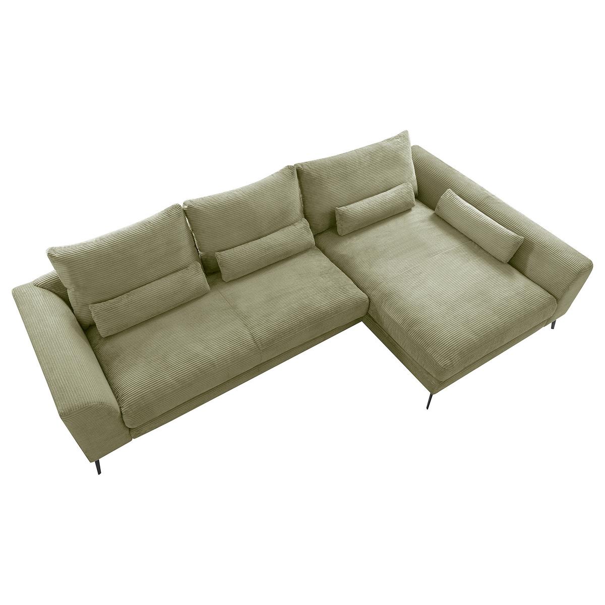 Ecksofa Berlin Cord Olivgrün 313x172 cm - Schwarz/Olivgrün, Design, Textil (313/172cm) - P & B