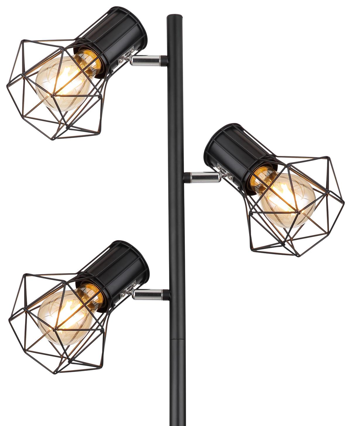 Stehlampe Schwarz Matt Inkl. Fußschalter - Schwarz, Basics, Metall (30,5/25/161cm) - Globo