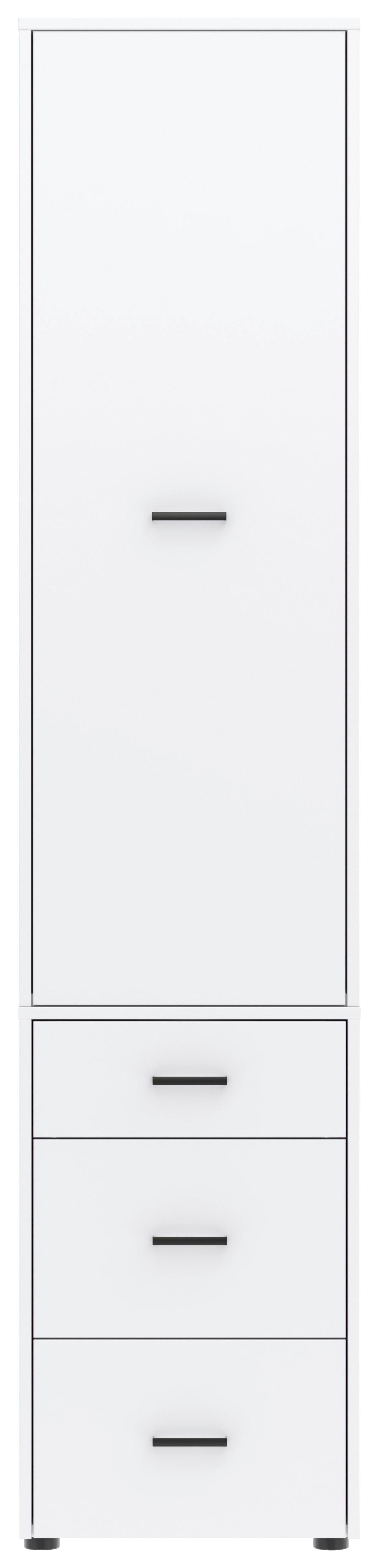 Drehtürenschrank mit Schubladen 45 cm Kivo, Weiß