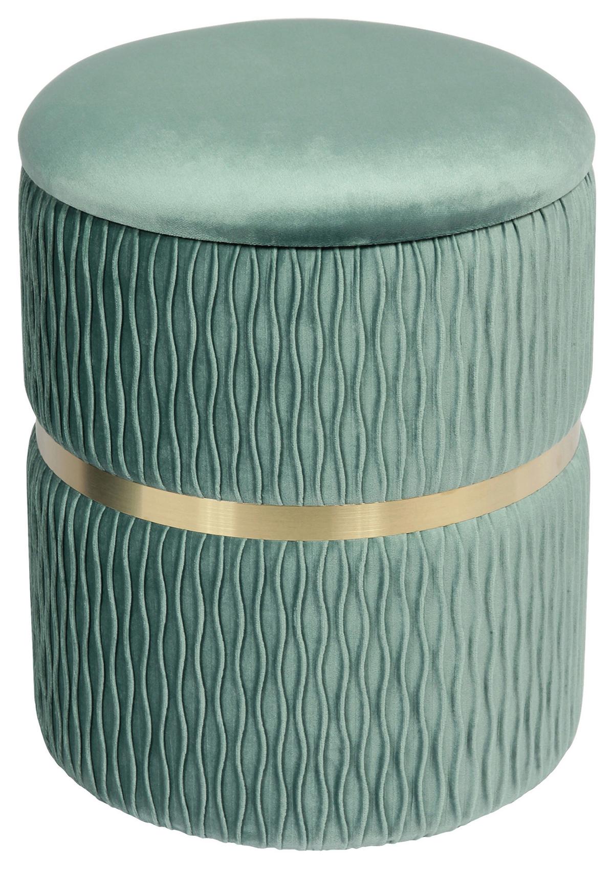 Hockerset Milas 100 2-Teilig Mintgrün D: 36/31,5 cm - Goldfarben/Mintgrün, KONVENTIONELL, Textil/Metall (31,5x38/36x44cm) - Kayoom