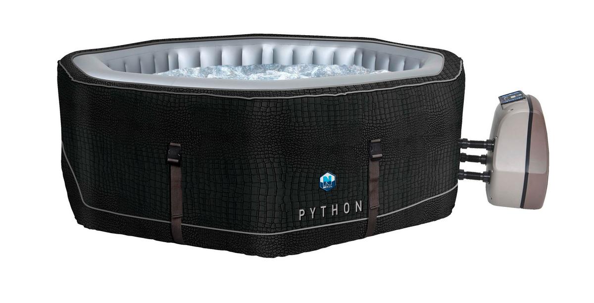 Whirlpool Aufblasbar Netspa Python 185x185x70 Cm - Schwarz/Grau, Basics, Kunststoff/Metall (185/70cm)