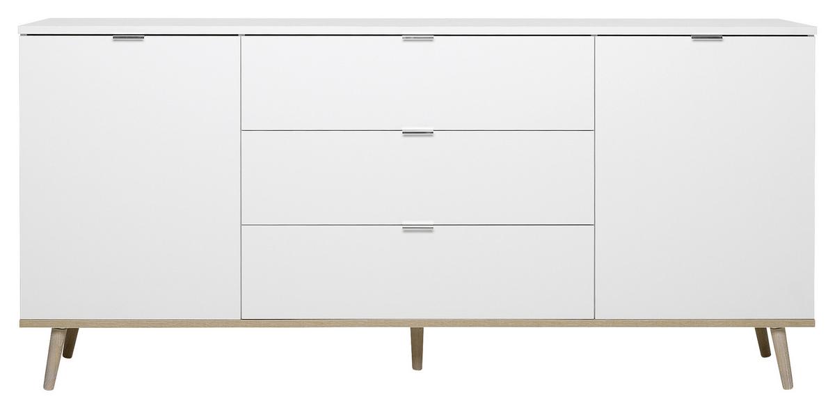Sideboard teilmassiv, 3 Laden 180cm Göteborg 51 Sonoma Eiche - Weiß/Sonoma Eiche, KONVENTIONELL, Holzwerkstoff (180/87/40cm) - MID.YOU