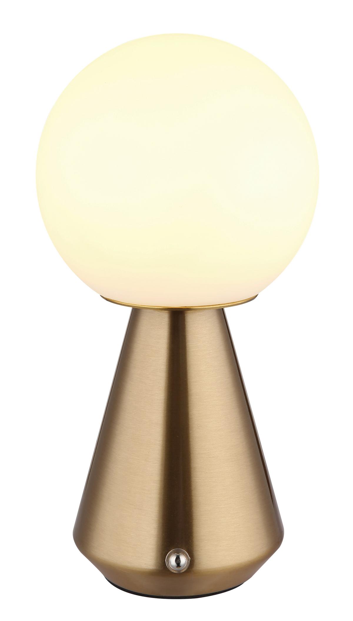 Akku-Tischleuchte Sora Weiß Kupferfarben D: 12cm - Weiß/Kupferfarben, KONVENTIONELL, Kunststoff/Metall (12/23,5cm) - Globo