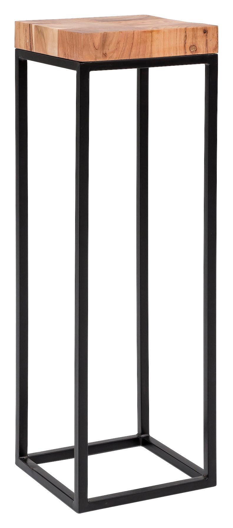 Príručný stolík Akácia - čierna/farba akácie, Design, kov/drevo (30/30/97cm) - MID.YOU