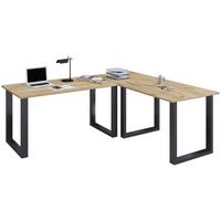 Schreibtisch Lona Schwarz/eiche Dekor L: 190 Cm - Honigeiche/Silberfarben, Design, Holzwerkstoff/Metall (190/130/76cm) - MID.YOU